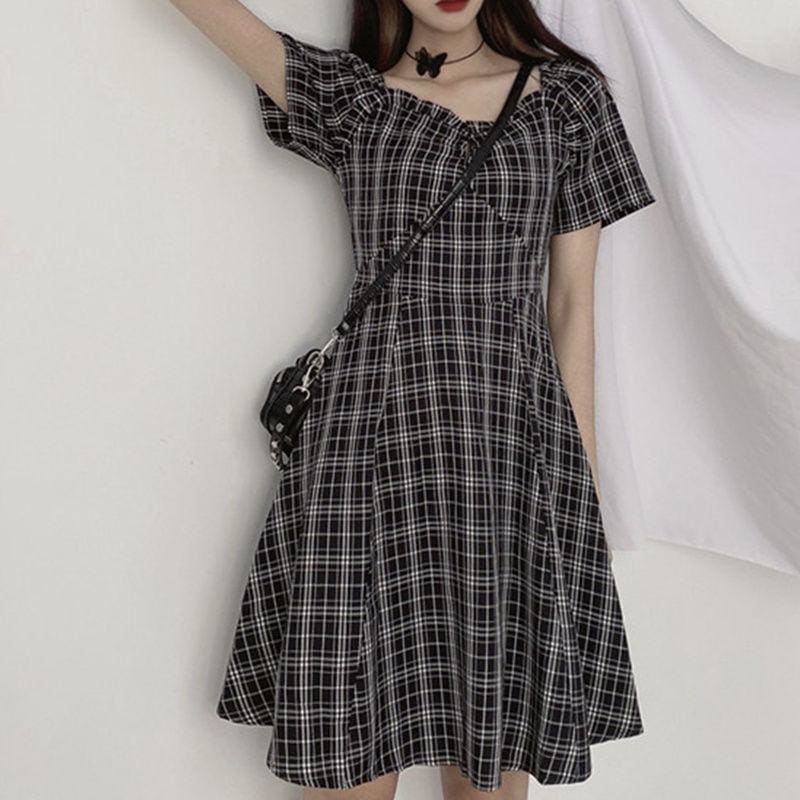 Sweet Summer Casual Plaid Long Dress