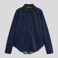 Trendy dark fashion denim shirt for ladies