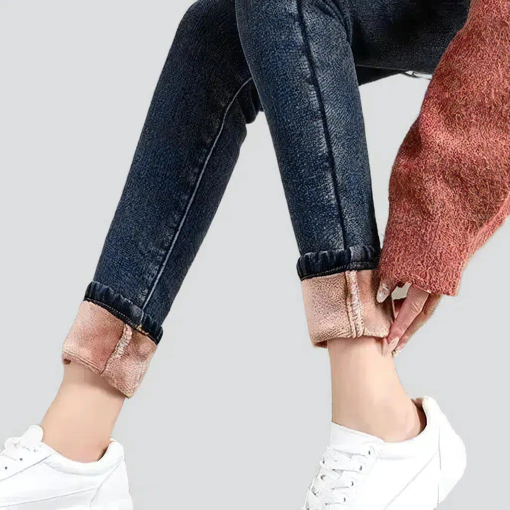 Fleece street jeans for women