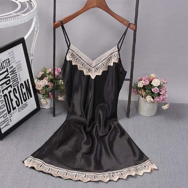 V-Neck Lace Homewear Night Dress Lingerie