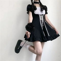 Vintage Bandage Bow Puff Sleeve Lolita Dress