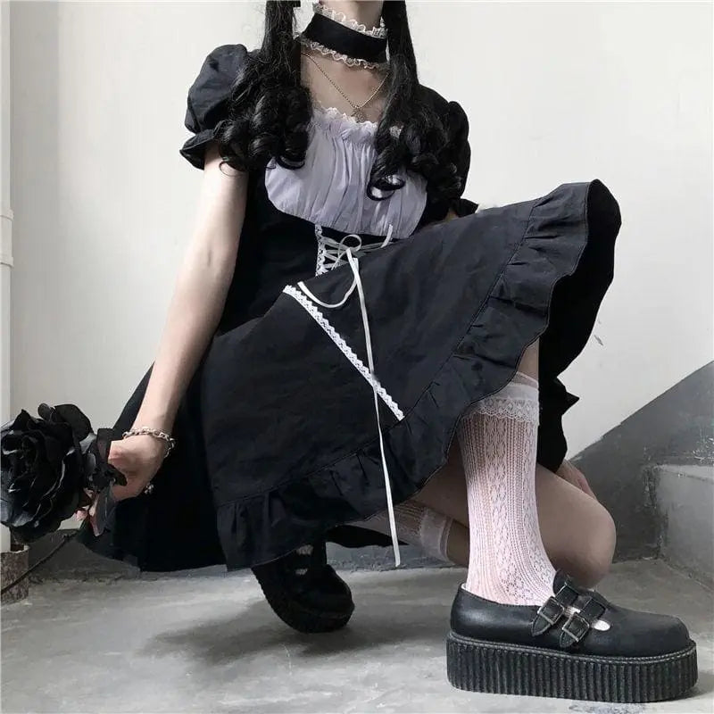 Vintage Bandage Bow Puff Sleeve Lolita Dress