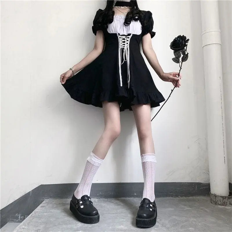Vintage Bandage Bow Puff Sleeve Lolita Dress