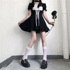 Vintage Bandage Bow Puff Sleeve Lolita Dress