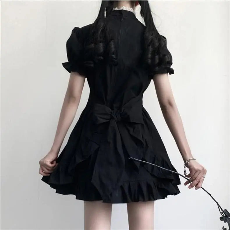 Vintage Bandage Bow Puff Sleeve Lolita Dress