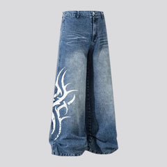 Whiskered boho baggy men's jeans