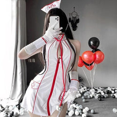 White/Black Nurse Uniform Cosplay Dress Set EE0815