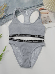 without chest cushion Grey lace elegant no steel ring sexy sports suit yoga women's casual Underwear
