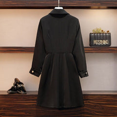 XL-5XL Plus Size Black Long Sleeve Elegant Dress