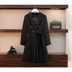 XL-5XL Plus Size Black Long Sleeve Elegant Dress