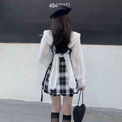 Y2K Kawaii Plaid Pleated Lolita Punk Harajuku Dress Sets